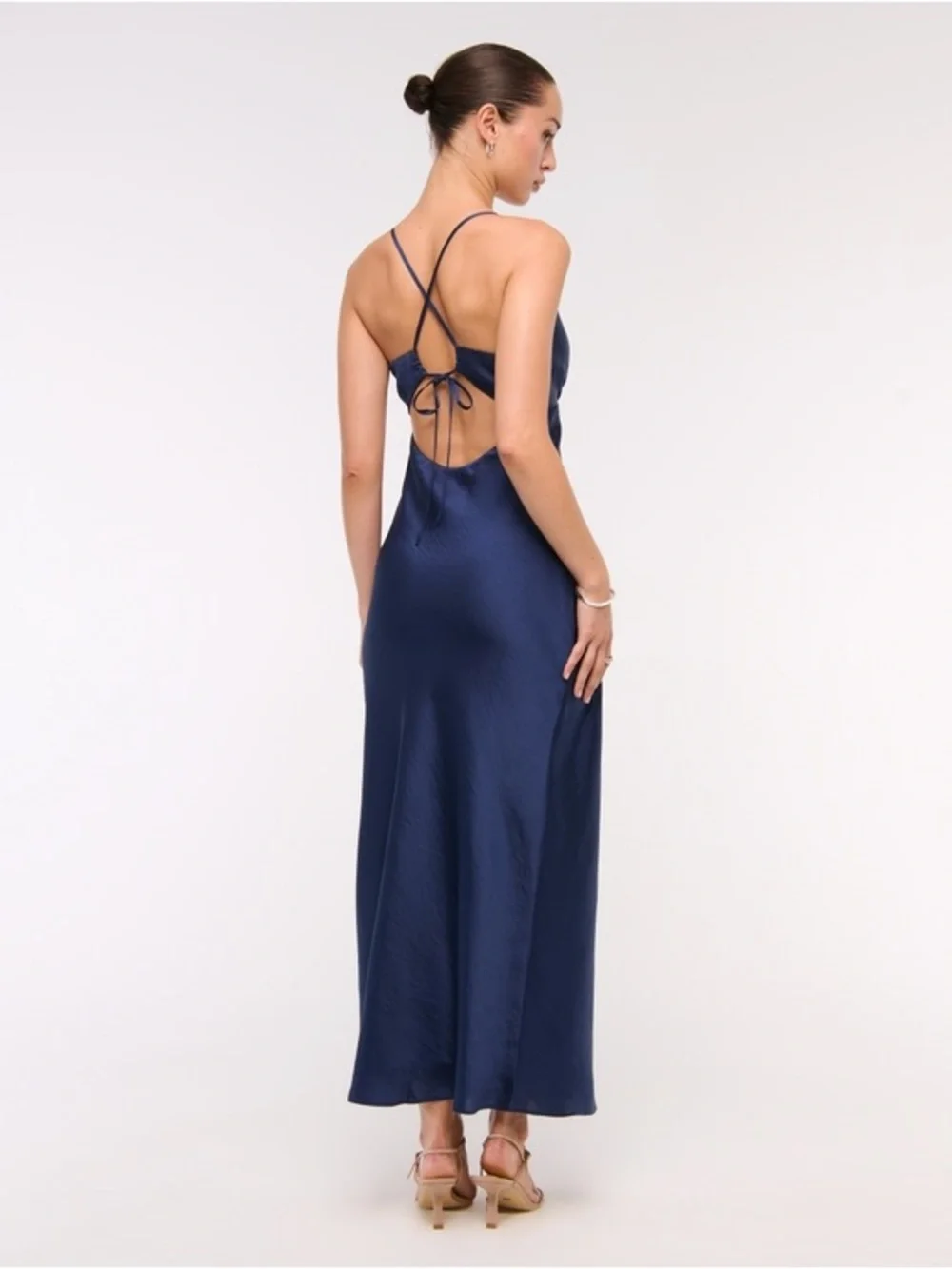 NWT XL Abercrombie & Fitch Tie-Back Maxi Dress in Blue Midnight Blue